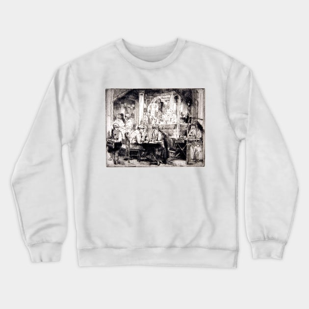 French Cafe Scene by Auguste Brouet 1872–1941 Crewneck Sweatshirt by rocketshipretro